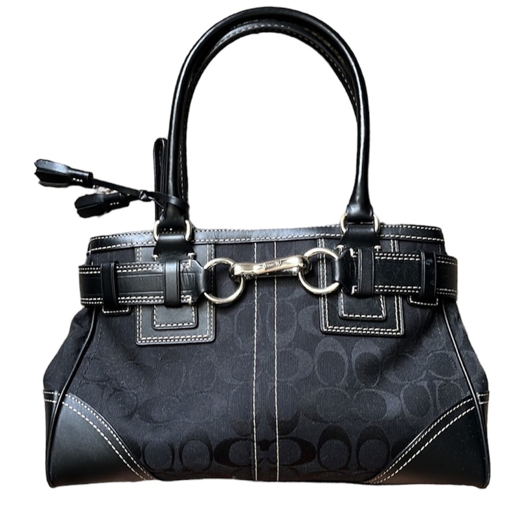COACH Hampton Signature Bag Monogram C Black Over the Shoulder Purse, Handbag
